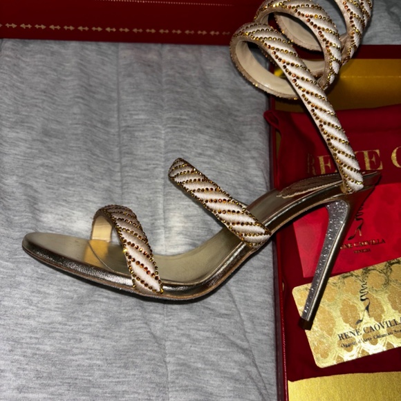 Rene Caovilla gold cleo heels - Picture 4 of 7
